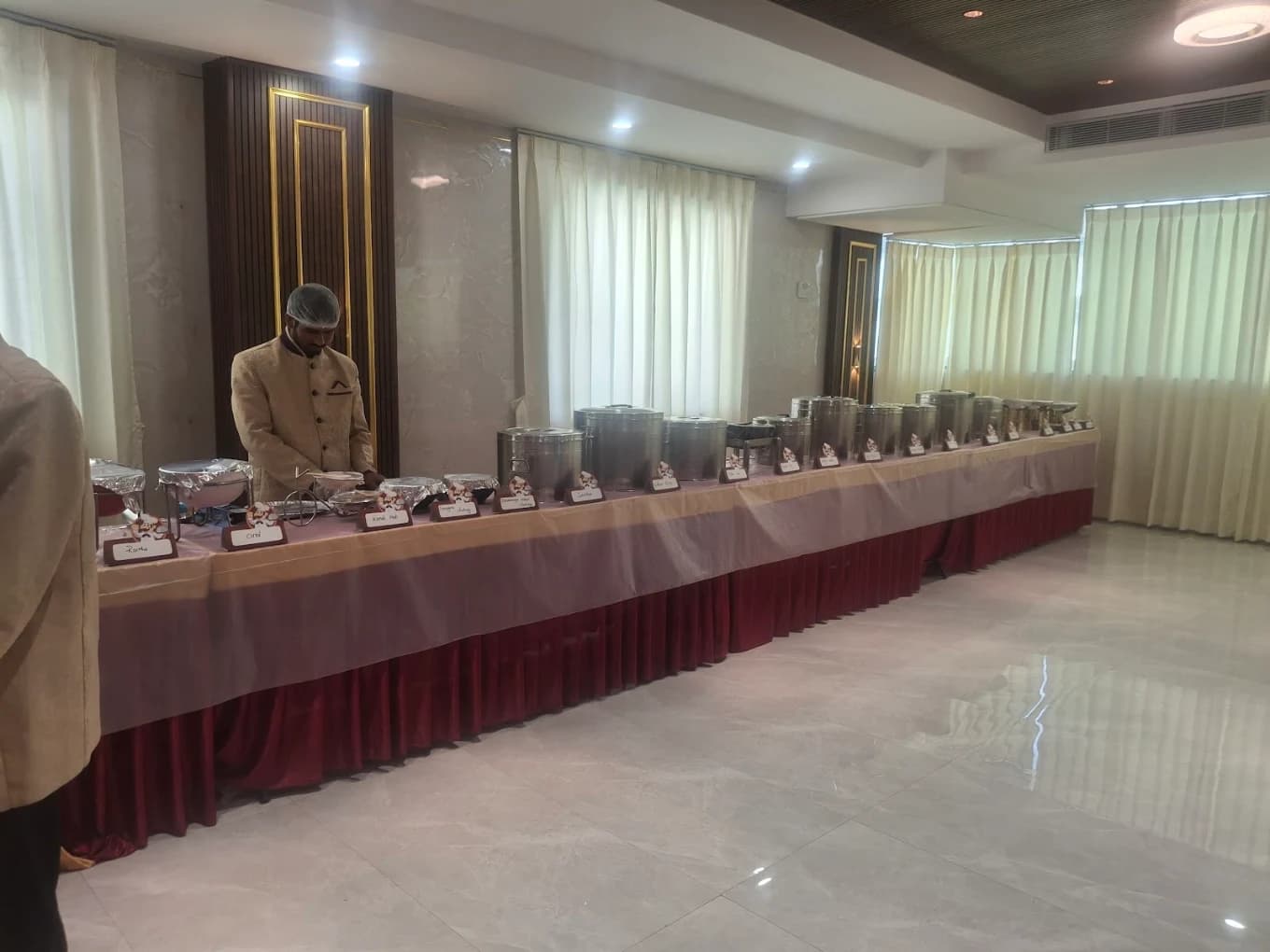 Catering buffet service being prepared at RK CONVENTION A/C